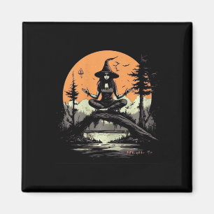 Witch Meditating Halloween Costume Yoga Zen Medita Magnet