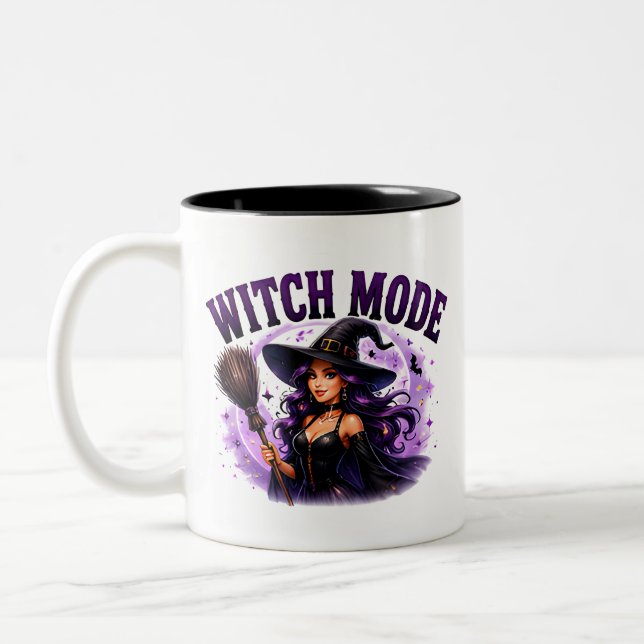 ✨ Witch Mode Activated Halloween Saying 🧙 Two-Tone Coffee Mug (Left)