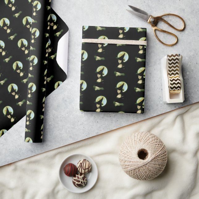 Witch Mona Lisa Halloween Full Moon Wrapping Paper (Crafts)