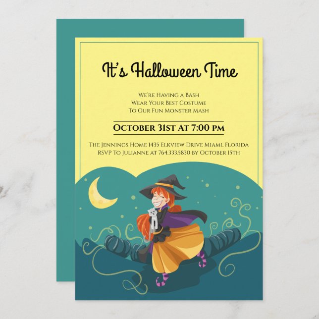 Witch Monster Mash Halloween Party Invitation (Front/Back)