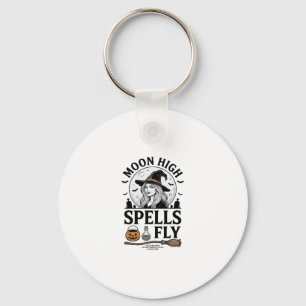 Witch Moon Shirt Vintage Engraving Halloween Tee_1 Key Ring