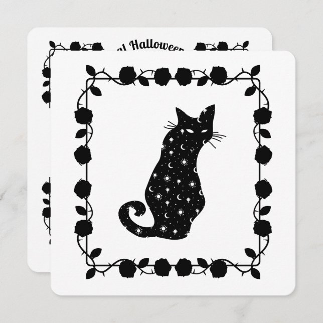 Witch n' Willow Cat Halloween Party Invitation (Front/Back)