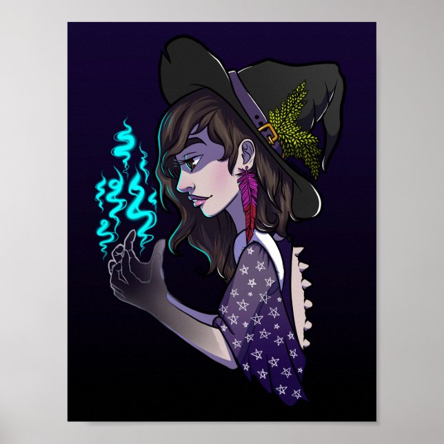 Witch of Invisiblity Teen Girl Anime Illustration Poster (Front)