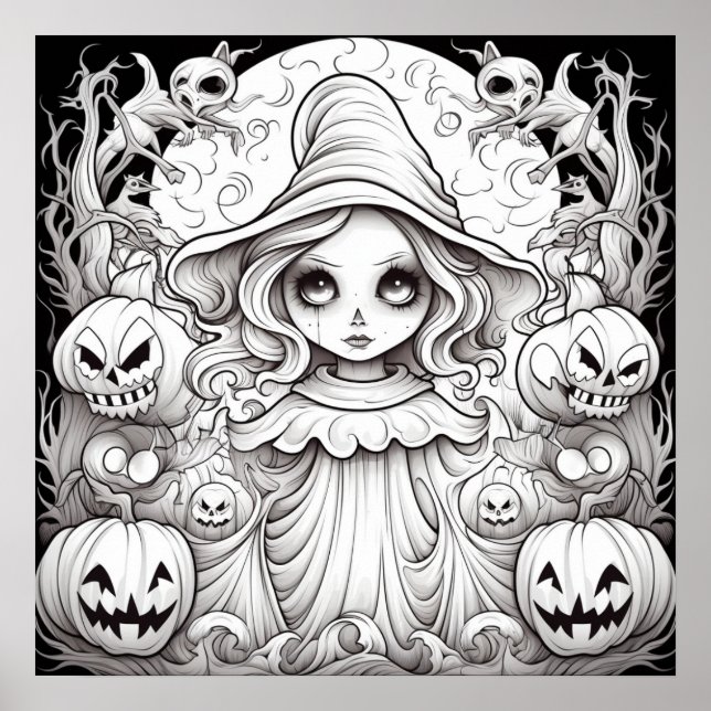 Witch Of The Pumpkins Colour Yourself Poster (Front)