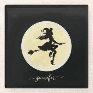Witch on a broom personalised Coaster