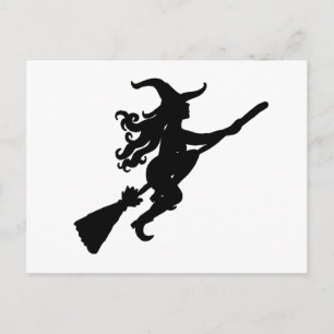Witch on a Broom Silhouette Postcard