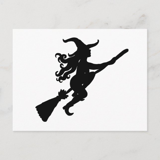 Witch on a Broom Silhouette Postcard (Front)