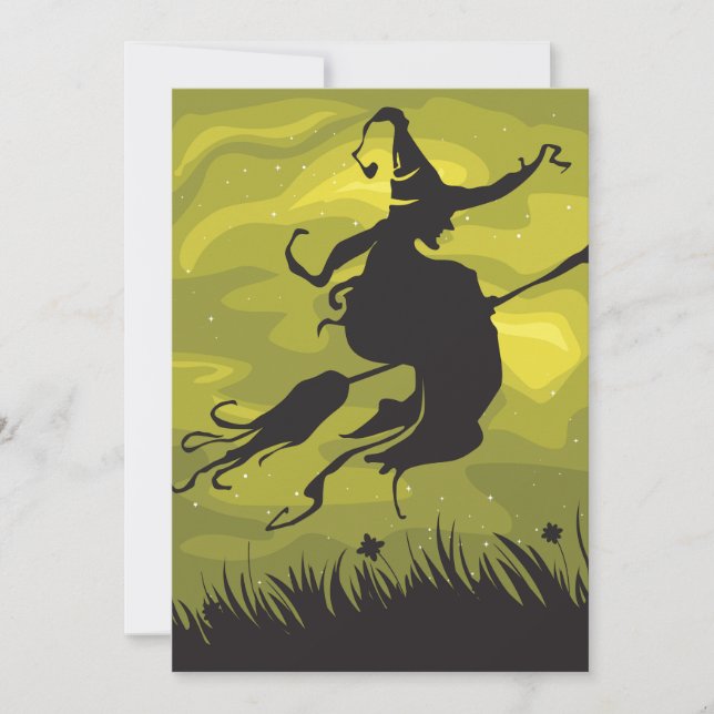 Witch On A Broomstick Invitations (Front)