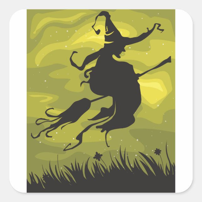 Witch On A Broomstick Stickers (Front)