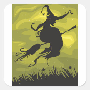 Witch On A Broomstick Stickers