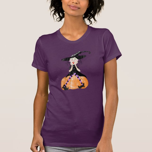 Witch On A Pumpkin Halloween Shirt (Front)