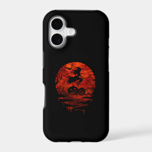 WITCH ON BROOM RED MOON