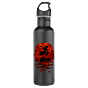 WITCH ON BROOM RED MOON 710 ML WATER BOTTLE