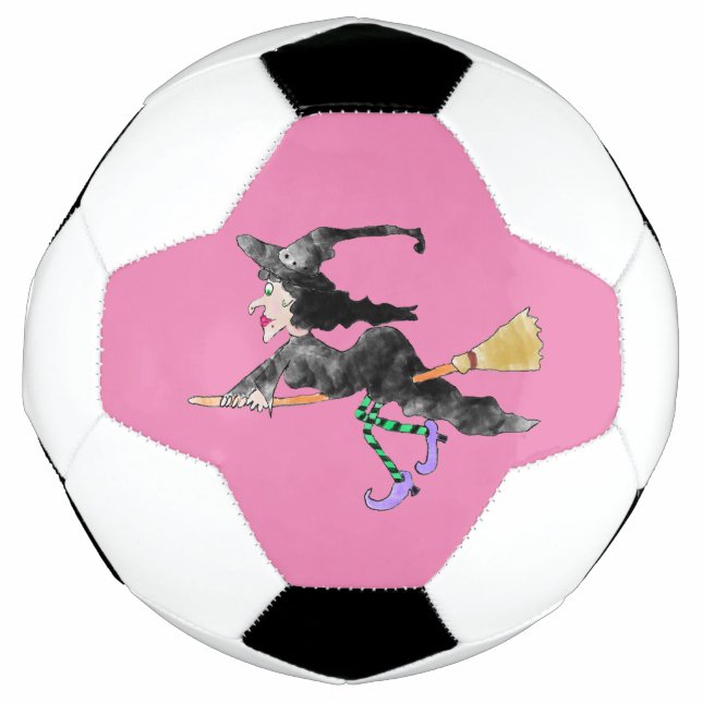 Witch On Broom Soccer Ball (Front)