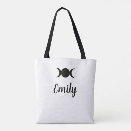 witch on broom & triple moon customisable Tote Bag