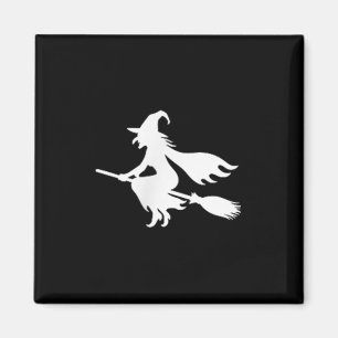Witch On Broomstick Halloween Subtle Minimal Funny Magnet