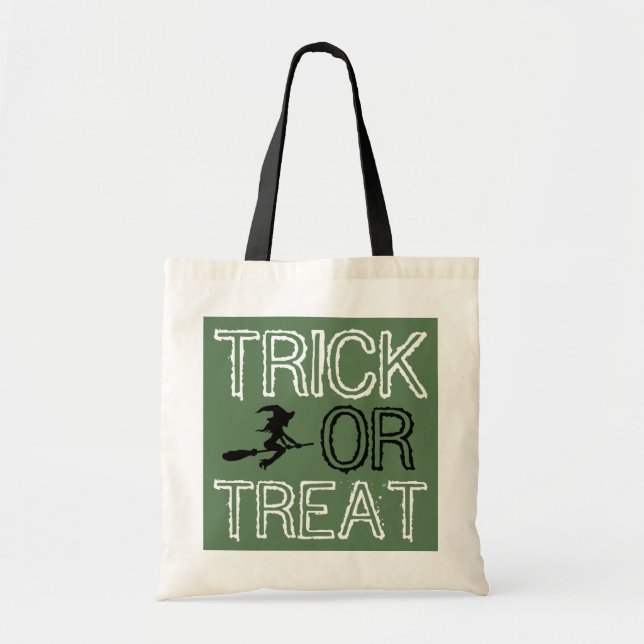 Witch On Broomstick, Halloween Tote Bag (Front)