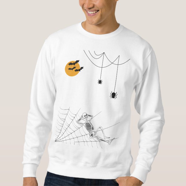 Witch on the moon with spiders and skeleton  sweatshirt (Front)