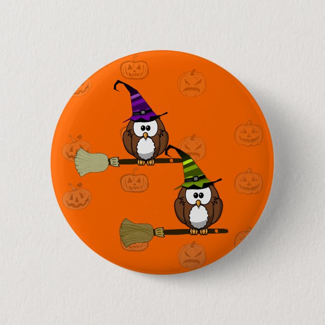 witch owl 6 cm round badge (Front)