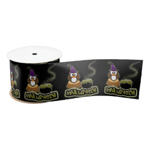 witch owl brew satin ribbon