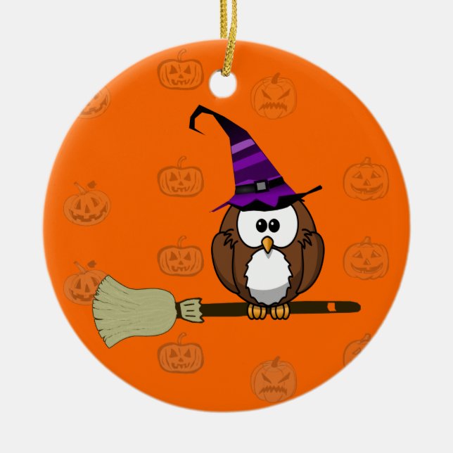 witch owl ceramic tree decoration (Front)