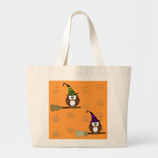witch owl large tote bag (Front)