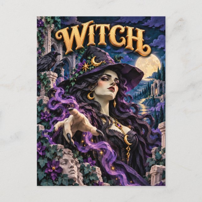 Witch, Paper Cut Monster Postcard (Front)