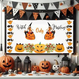 Witch Parking Only Halloween Jack O Lantern Spooky Banner