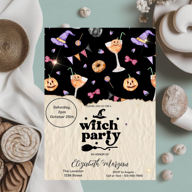 Witch Party Halloween Cocktail Invitation (Creator Uploaded)