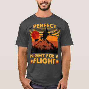 Witch, Perfect Night For A Flight Halloween Kids C T-Shirt
