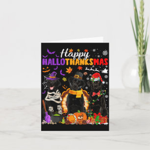 Witch Pilgrim Turkey Santa Black Labrador Dog Card