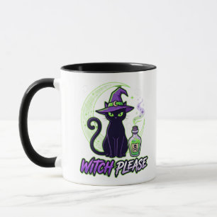 Witch Please Black Cat Halloween Witchy Vibes Mug