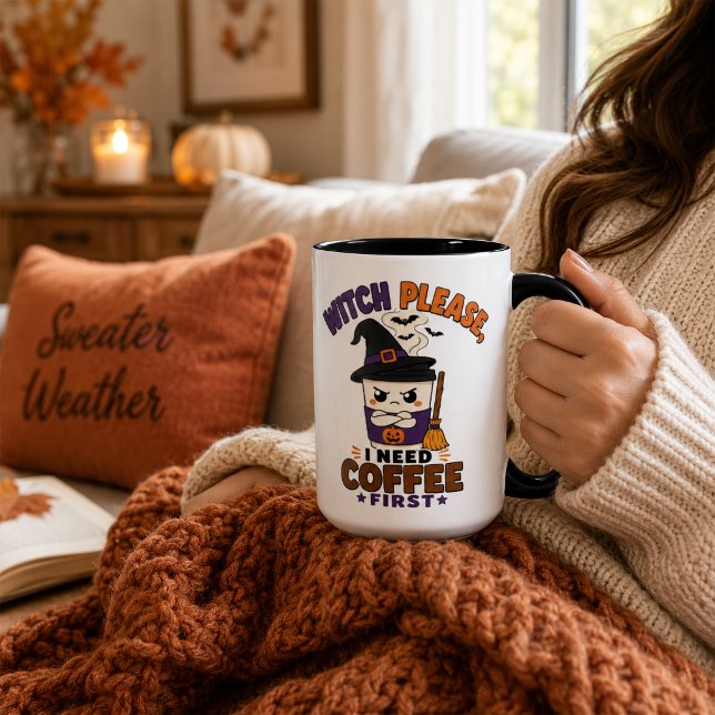 Witch Please Coffee First Black Large Halloween Mug (Creator Uploaded)