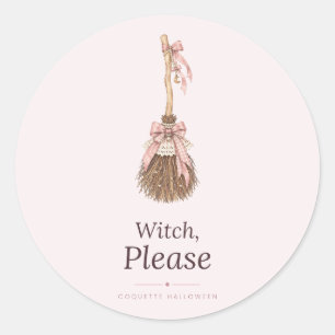 Witch Please Coquette Halloween Broom Stickers