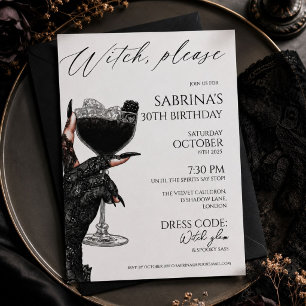 Witch Please Elegant Gothic Birthday  Invitation