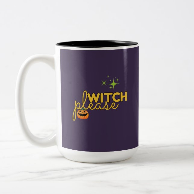 Witch Please Funny Halloween Design Two-Tone Coffee Mug (Left)
