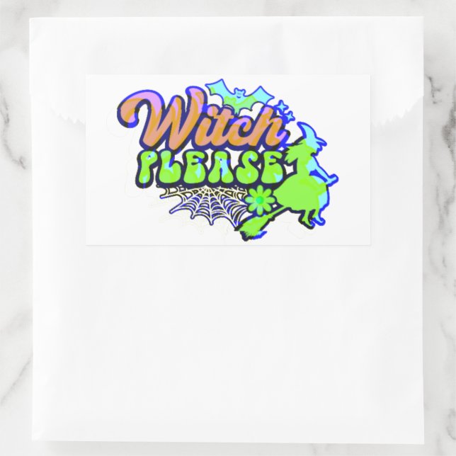 WITCH PLEASE  funny  halloween  Rectangular Sticker (Bag)
