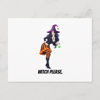 Witch Please Glamourous Witch Halloween Graphic Invitation Postcard