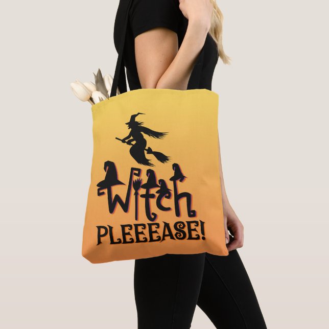 Witch Please Gold Bold Modern Witch Halloween Tote Bag (Close Up)