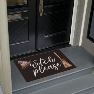 Witch Please Halloween Black Doormat