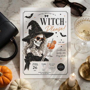 Witch Please Halloween Cocktail Party Holiday Card