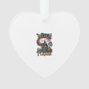 Witch Please Haunted House Crescent Moon Cauldron Ornament