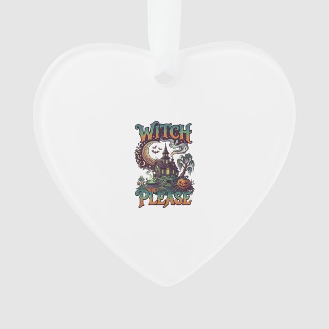 Witch Please Haunted House Crescent Moon Cauldron  Ornament (Front)