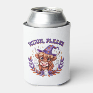 Witch Please Highland Cow Halloween Can Cooler