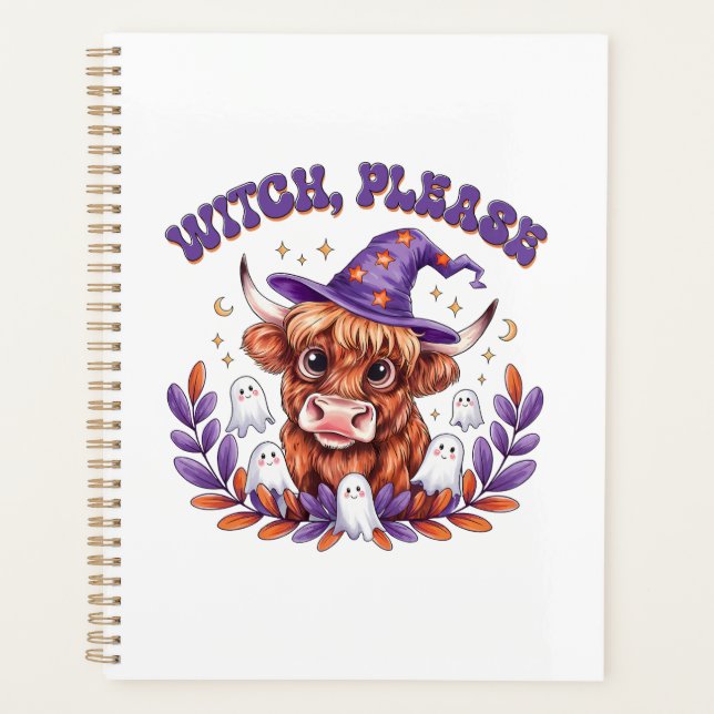 Witch Please Highland Cow Halloween Planner (Front)