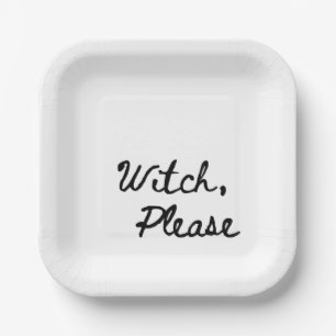 Witch, Please Minimalist Halloween Party  Paper Plate