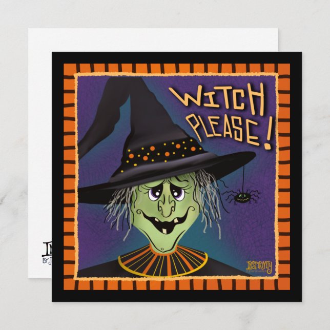 Witch Please Quote Funny Halloween  Holiday Card (Front/Back)