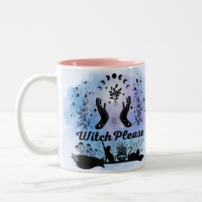 Witch Please: Sassy Sorcery Design Two-Tone Coffee Mug (Left)