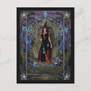 Witch Postcard - Blue Moon Witch & Dragon