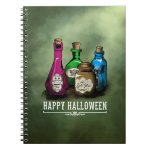 Witch potions bottles spiral notebook